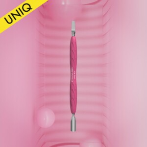 Manicure pusher Gummy with silicone handle UNIQ 10 TYPE 5 (rounded narrow pusher and straight blade)