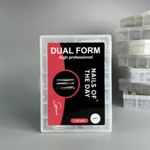 NAILSOFTHEDAY Dual Form Square 01 (Typ 2) – horní formy široký čtverec/mandle, 130 kusů