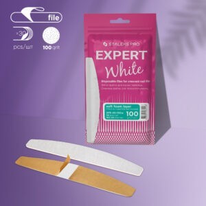Bílé Jednorázové Pilníky Na Nehty S Půlměsícovým Pilníkem (Soft Base) EXPERT 42 - 100