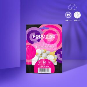 STALEKS Jednorázové bílé pilníky na měkké pěnové vrstvě pro pedikúru disk PODODISC M EXPERT (50 ks) 80